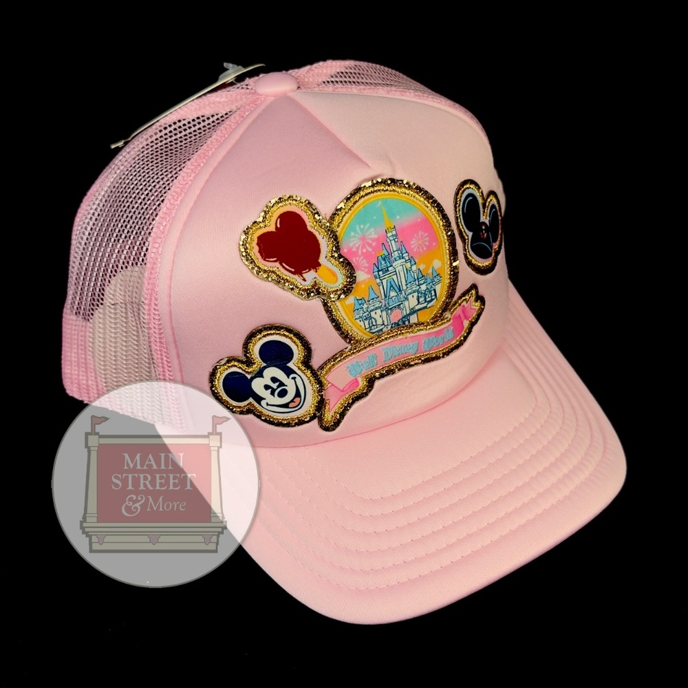 2025 Disney World Stoney Clover Lane Patches Patches Trucker Pink Cap Hat - NEW - Picture 2 of 2